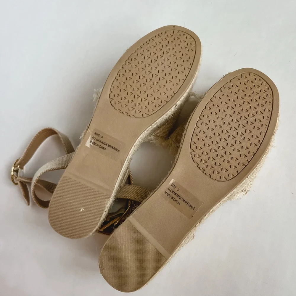 Lulus Daphnie Beige Espadrille Platform Sandals - Size 9